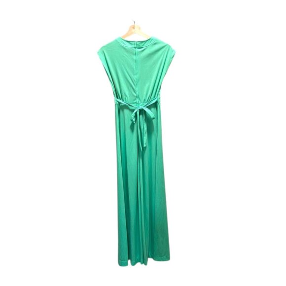 Vintage 70’s Tie Waist Maxi Dress Green Size 11 NWT Deadstock Boho Summer Retro - Picture 9 of 11